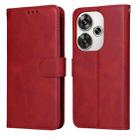 For Xiaomi Poco F6 Classic Calf Texture Flip Leather Phone Case(Red) - 1