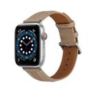 Embossed Line Genuine Leather Watch Band For Apple Watch 8 45mm(Milky Brown) - 1