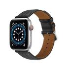 Embossed Line Genuine Leather Watch Band For Apple Watch SE 2022 44mm(Black) - 1