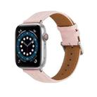 Embossed Line Genuine Leather Watch Band For Apple Watch SE 2022 44mm(Pink) - 1