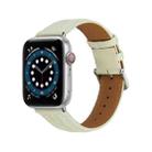 Embossed Line Genuine Leather Watch Band For Apple Watch SE 40mm(Milky White) - 1