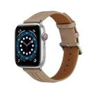 Embossed Line Genuine Leather Watch Band For Apple Watch 5 44mm(Milky Brown) - 1