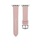 Embossed Line Genuine Leather Watch Band For Apple Watch Series 10 42mm(Pink) - 2