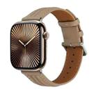 Embossed Line Genuine Leather Watch Band For Apple Watch Series 10 42mm(Milky Brown) - 1