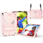 For iPad 10th Gen 10.9 2022 Spider Texture Silicone Hybrid PC Tablet Case with Shoulder Strap(Rose Gold) - 1