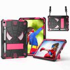 For iPad 10th Gen 10.9 2022 Spider Texture Silicone Hybrid PC Tablet Case with Shoulder Strap(Black + Rose Red) - 1