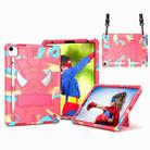 For iPad Pro 11 2021 / Air 5 10.9 Spider Texture Silicone Hybrid PC Tablet Case with Shoulder Strap(Camouflage + Rose Red) - 1