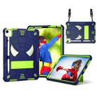 For iPad Pro 11 2021 / Air 5 10.9 Spider Texture Silicone Hybrid PC Tablet Case with Shoulder Strap(Navy Blue + Yellow Green) - 1