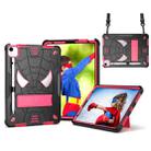 For iPad Pro 11 2021 / Air 5 10.9 Spider Texture Silicone Hybrid PC Tablet Case with Shoulder Strap(Black + Rose Red) - 1