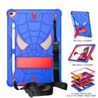 For iPad 10.2 2021 / 2020 / 2019 Spider Texture Silicone Hybrid PC Tablet Case with Shoulder Strap(Blue + Red) - 2
