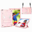 For iPad 10.2 2021 / 2020 / 2019 Spider Texture Silicone Hybrid PC Tablet Case with Shoulder Strap(Rose Gold) - 1
