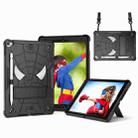 For iPad 10.2 2021 / 2020 / 2019 Spider Texture Silicone Hybrid PC Tablet Case with Shoulder Strap(Black) - 1