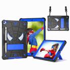 For iPad 10.2 2021 / 2020 / 2019 Spider Texture Silicone Hybrid PC Tablet Case with Shoulder Strap(Black + Blue) - 1