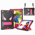 For iPad 10.2 2021 / 2020 / 2019 Spider Texture Silicone Hybrid PC Tablet Case with Shoulder Strap(Black + Rose Red) - 1