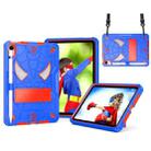 For iPad mini 6 Spider Texture Silicone Hybrid PC Tablet Case with Shoulder Strap(Blue + Red) - 1