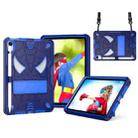 For iPad mini 6 Spider Texture Silicone Hybrid PC Tablet Case with Shoulder Strap(Navy Blue + Blue) - 1