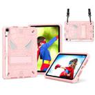 For iPad mini 6 Spider Texture Silicone Hybrid PC Tablet Case with Shoulder Strap(Rose Gold) - 1