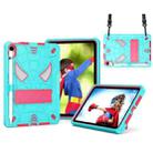 For iPad mini 6 Spider Texture Silicone Hybrid PC Tablet Case with Shoulder Strap(Mint Green + Rose Red) - 1