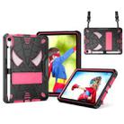 For iPad mini 6 Spider Texture Silicone Hybrid PC Tablet Case with Shoulder Strap(Black + Rose Red) - 1