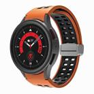 For Samsung Galaxy Watch5 Double-row Hole Folding Buckle Silicone Watch Band(Orange Black) - 1