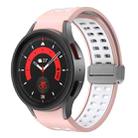 For Samsung Galaxy Watch5 Double-row Hole Folding Buckle Silicone Watch Band(Pink White) - 1