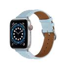 Embossed Love Genuine Leather Watch Band For Apple Watch 7 41mm(Blue) - 1