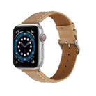 Embossed Love Genuine Leather Watch Band For Apple Watch 7 45mm(Khaki) - 1