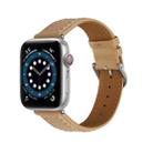 Embossed Love Genuine Leather Watch Band For Apple Watch 6 44mm(Khaki) - 1