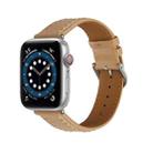 Embossed Love Genuine Leather Watch Band For Apple Watch 9 45mm(Khaki) - 1