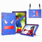 For Lenovo Tab M10 3rd Gen Spider Texture Silicone Hybrid PC Tablet Case with Shoulder Strap(Blue + Red) - 1