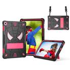 For Lenovo Tab M10 3rd Gen Spider Texture Silicone Hybrid PC Tablet Case with Shoulder Strap(Black + Rose Red) - 1