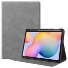 For Samsung Galaxy Tab S6 Lite P610 / P615 Cowhide Texture TPU Tablet Horizontal Flip Leather Case with Holder & Sleep / Wake-Up Function & Pen Slot(Grey) - 1