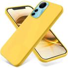 For ZTE Blade V41 Smart Pure Color Liquid Silicone Shockproof Phone Case(Yellow) - 1