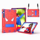 For Samsung Galaxy Tab S7 FE / S7+ / S8+ Spider Texture Silicone Hybrid PC Tablet Case with Shoulder Strap(Red + Blue) - 1