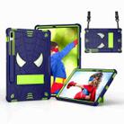 For Samsung Galaxy Tab S7 FE / S7+ / S8+ Spider Texture Silicone Hybrid PC Tablet Case with Shoulder Strap(Navy Blue + Yellow Green) - 1