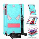 For Samsung Galaxy Tab S7 FE / S7+ / S8+ Spider Texture Silicone Hybrid PC Tablet Case with Shoulder Strap(Mint Green + Rose Red) - 2