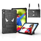 For Samsung Galaxy Tab S7 FE / S7+ / S8+ Spider Texture Silicone Hybrid PC Tablet Case with Shoulder Strap(Black) - 1