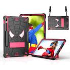 For Samsung Galaxy Tab S7 FE / S7+ / S8+ Spider Texture Silicone Hybrid PC Tablet Case with Shoulder Strap(Black + Rose Red) - 1