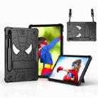 For Samsung Galaxy Tab S7 / S8 Spider Texture Silicone Hybrid PC Tablet Case with Shoulder Strap(Black) - 1