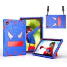 For Samsung Galaxy Tab A8 10.5 2021 Spider Texture Silicone Hybrid PC Tablet Case with Shoulder Strap(Blue + Red) - 1