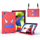 For Samsung Galaxy Tab A8 10.5 2021 Spider Texture Silicone Hybrid PC Tablet Case with Shoulder Strap(Red + Blue) - 1