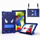 For Samsung Galaxy Tab A8 10.5 2021 Spider Texture Silicone Hybrid PC Tablet Case with Shoulder Strap(Navy Blue + Blue) - 1