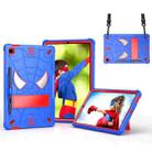 For Samsung Galaxy Tab S6 Lite P610 Spider Texture Silicone Hybrid PC Tablet Case with Shoulder Strap(Blue + Red) - 1