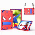 For Samsung Galaxy Tab S6 Lite P610 Spider Texture Silicone Hybrid PC Tablet Case with Shoulder Strap(Red + Blue) - 1