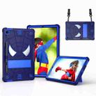 For Samsung Galaxy Tab S6 Lite P610 Spider Texture Silicone Hybrid PC Tablet Case with Shoulder Strap(Navy Blue + Blue) - 1