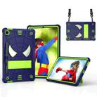 For Samsung Galaxy Tab S6 Lite P610 Spider Texture Silicone Hybrid PC Tablet Case with Shoulder Strap(Navy Blue + Yellow Green) - 1