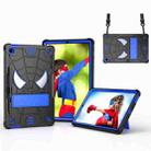 For Samsung Galaxy Tab S6 Lite P610 Spider Texture Silicone Hybrid PC Tablet Case with Shoulder Strap(Black + Blue) - 1