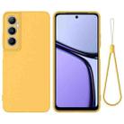 For Realme C65 4G Pure Color Liquid Silicone Shockproof Phone Case(Yellow) - 1