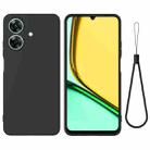 For Realme C61 India / Narzo N61 Pure Color Liquid Silicone Shockproof Phone Case(Black) - 1