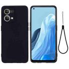 For OPPO Reno8 4G Pure Color Liquid Silicone Shockproof Phone Case(Black) - 1